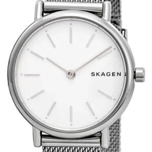 Skagen Silver Mesh Strap Women's Watch - White Dial With NEW battery